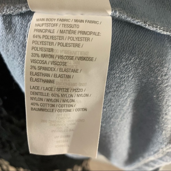 LOGO Lori Goldstein Blue Lace Back Zip Cardigan - Picture 11 of 11